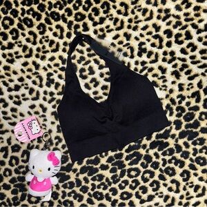 nvgtn black halter sports bra nwt